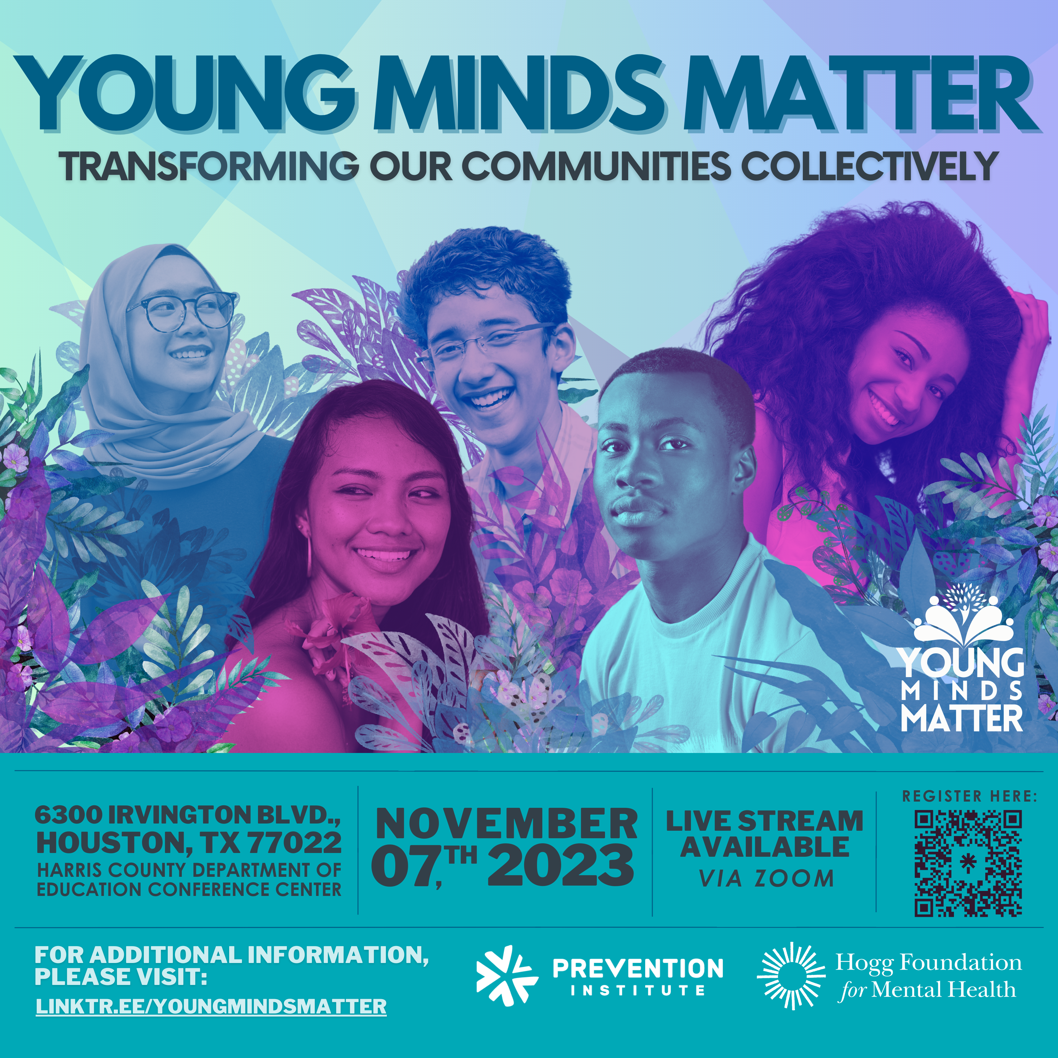 image shows various black and brown young people with plant decals surrounding them