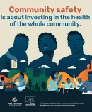 poster reading “Community safety is about investing in the health of the whole community”