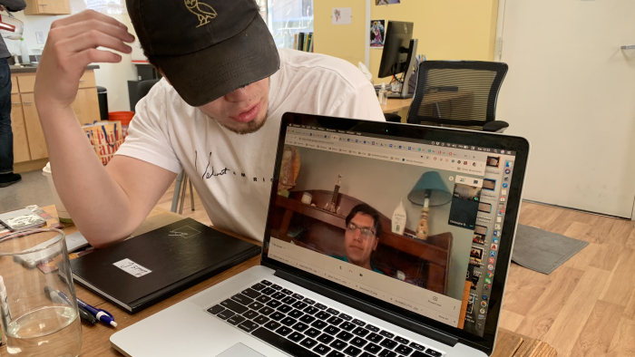 a person with a laptop